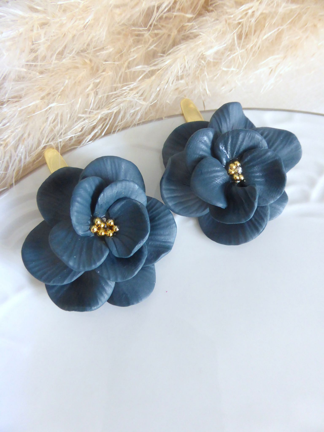 Boucles d'oreilles bleu pétrole - Floramour
