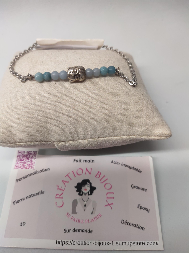 Bracelet aigue marine,  angelite 