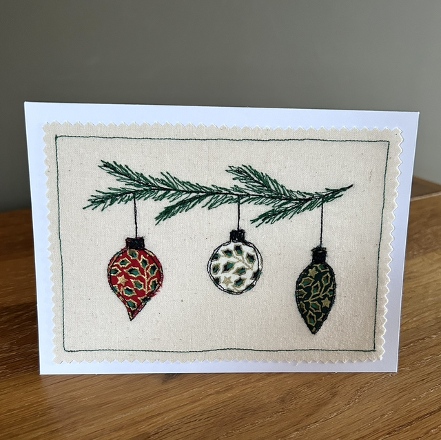 Free motion embroidery Christmas card