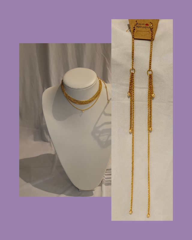 Elegant Pearl &amp; Gold Chain Set