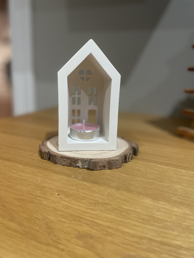 “Maison Lumière Nordique” – Photophore en jesmonite, décoration minimaliste scandinave