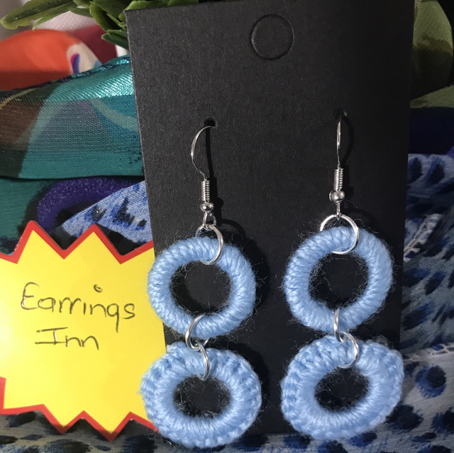 Blue Plain Crochet Dangling Earrings -PCOD18
