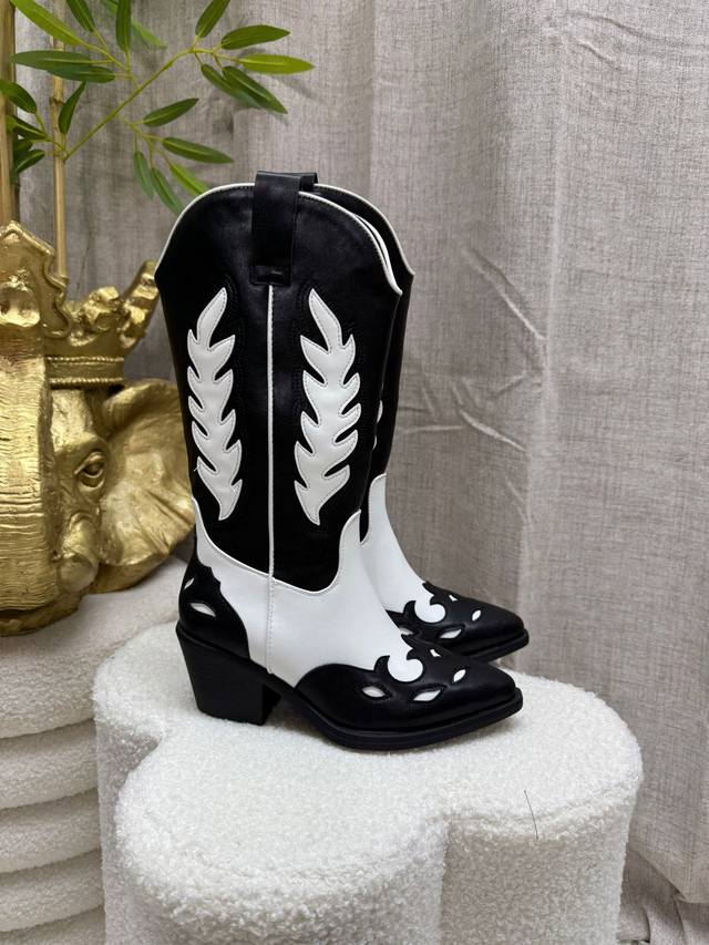 Westernlaars zwart/wit