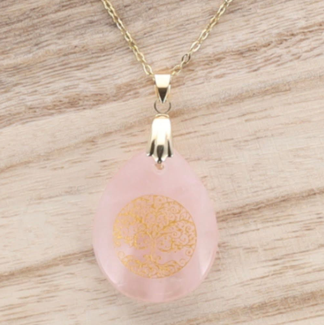 Collier Arbre de vie Quartz rose