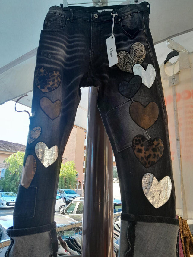 Jean mode cœur Leo noir