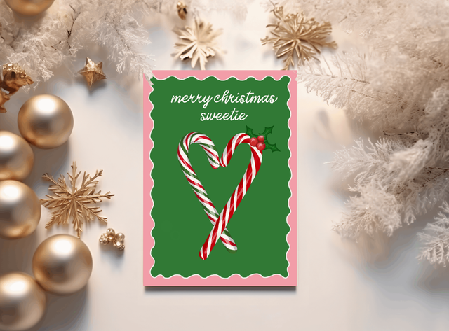 Merry Christmas Sweetie - Candy Cane Christmas Card
