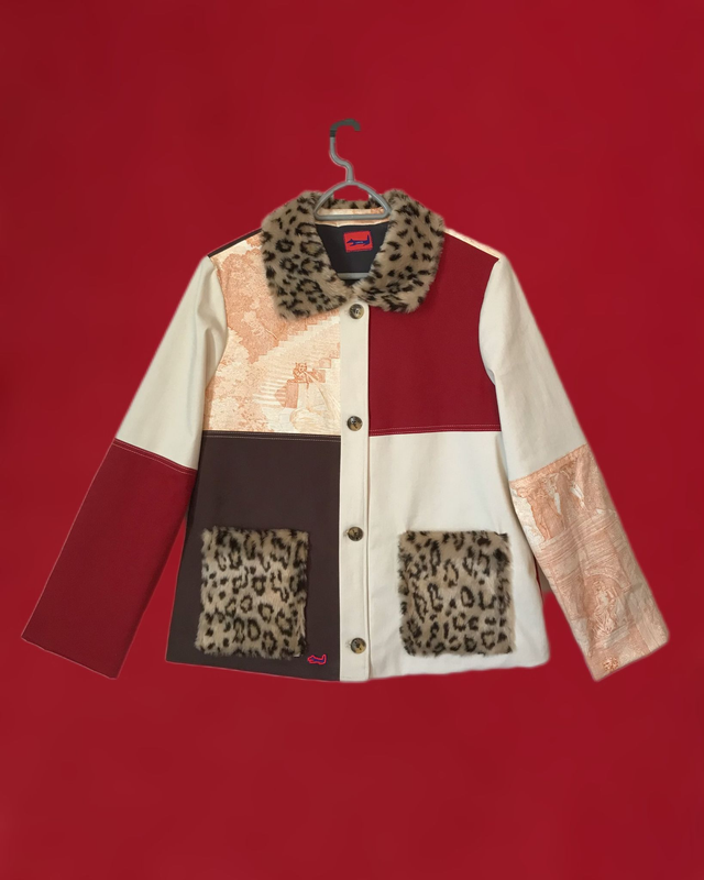 Veste patchwork léopard