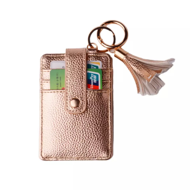 Card holder keyring purse rose gold