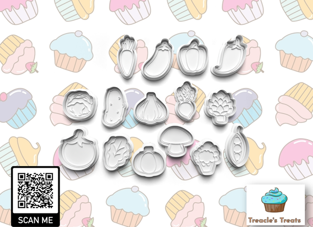 Vegetables Fondant/cookie stamps with cutters
