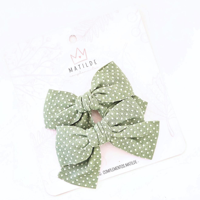 Pinza Lazo Par Verde Puntos