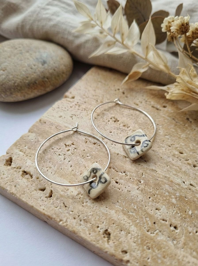 Square Scribble Loop Earrings