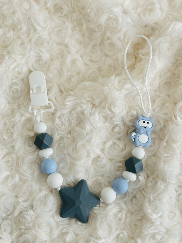 Attache tetine Castor Bleu