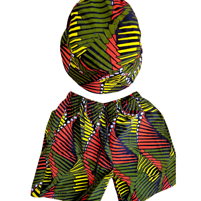 Shorts &amp; Hat Set - African Ankara Short &amp; Hat Design Unisex Medium