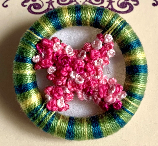 Dorset Button Brooch, Floral Cross