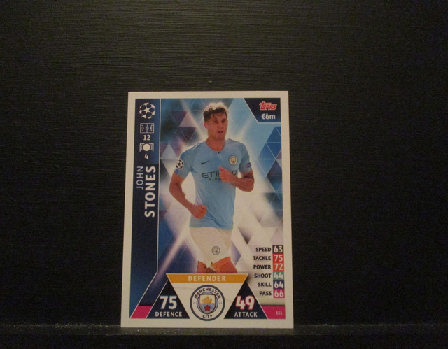 John Stones - UEFA Champions League Match Attax 2018/19 Original Trading Card #151