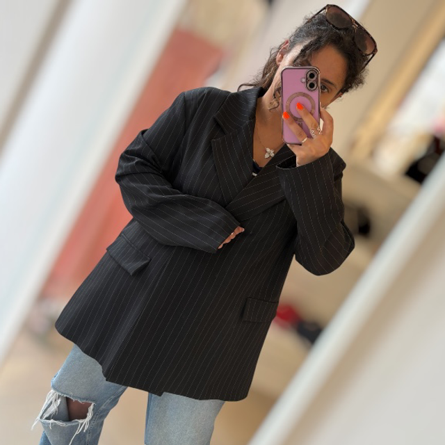 Blazer Over Gessato Nero
