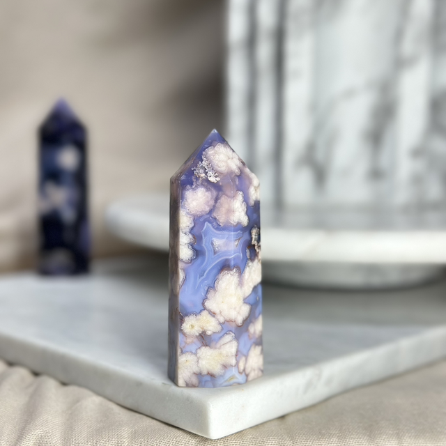 Blue Flower Agate Tower (High Quality) A 