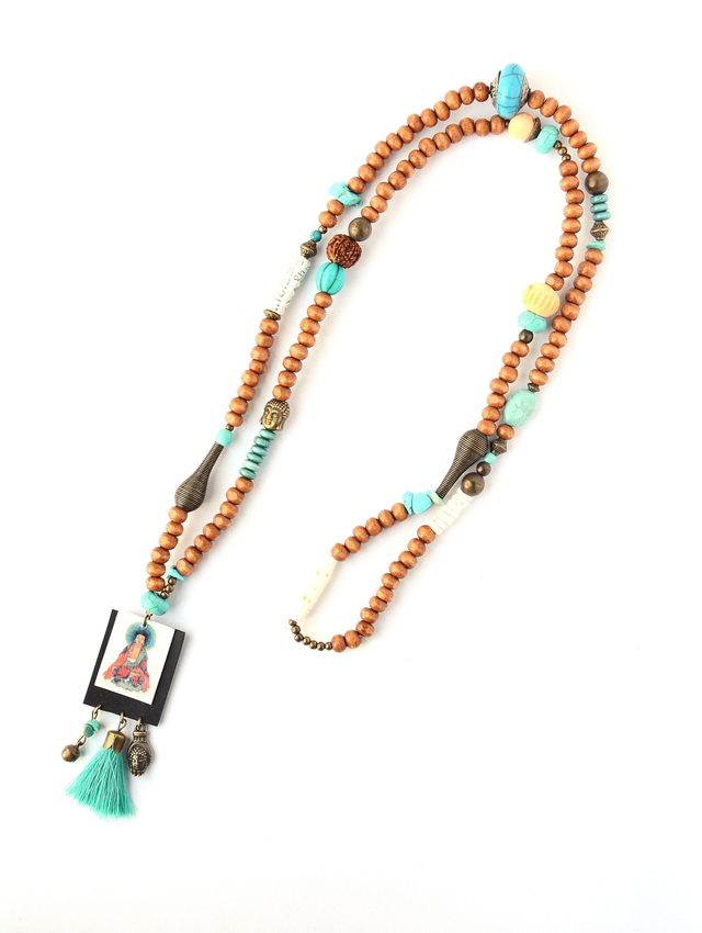 Malas upcyclé PERLES, PAPIER, CARTON et CHAMBRE à AIR RECYCLÉS - Bouddha - Pièce Unique