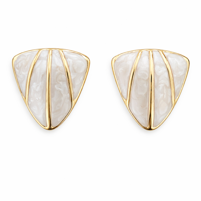 Pendientes acero dorado y nacarado 