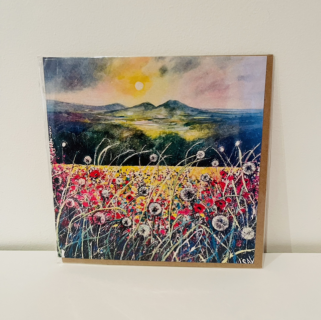 Greetings card- Eildons,Dandelions