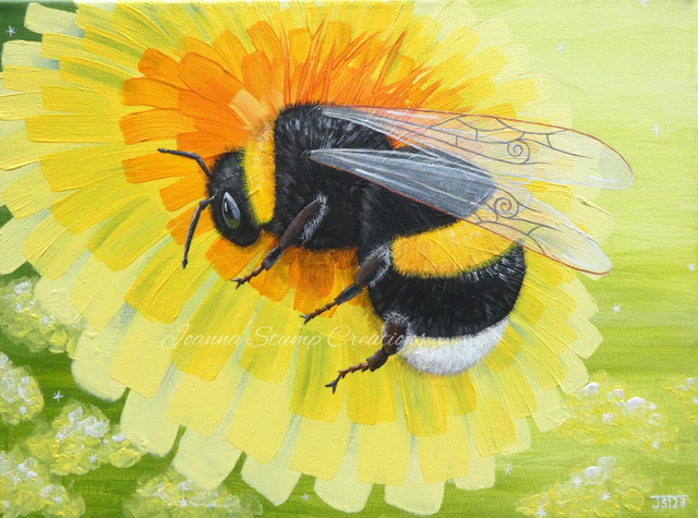 Lovely Original Fine Art Painting, from my "Beautiful Bugs" collection, "Let the Dandelions Grow" 