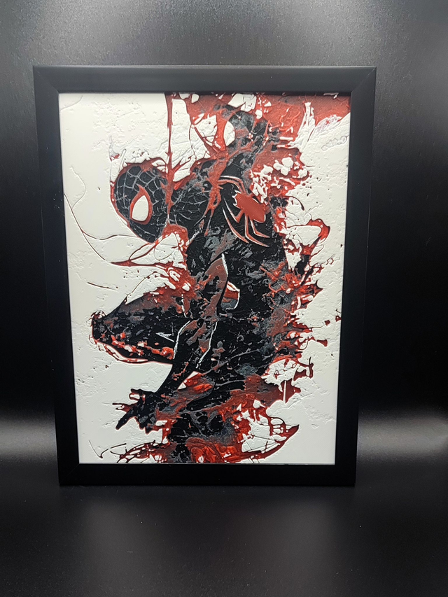 Cadre décoratif 3D personnalisé – 15×20 cm - Manga Comic Spider Dark Red