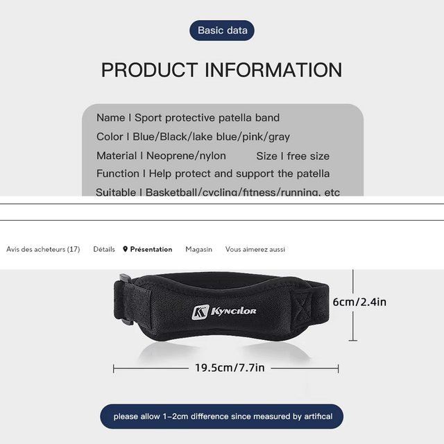 Attelle de genou réglable noir/gris