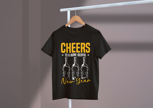 Cheers to a Wine-derful New Year, Wine Celebration, New Year. Ein Hoch auf ein weinreiches neues Jahr, eine Weinfeier, ein neues Jahr