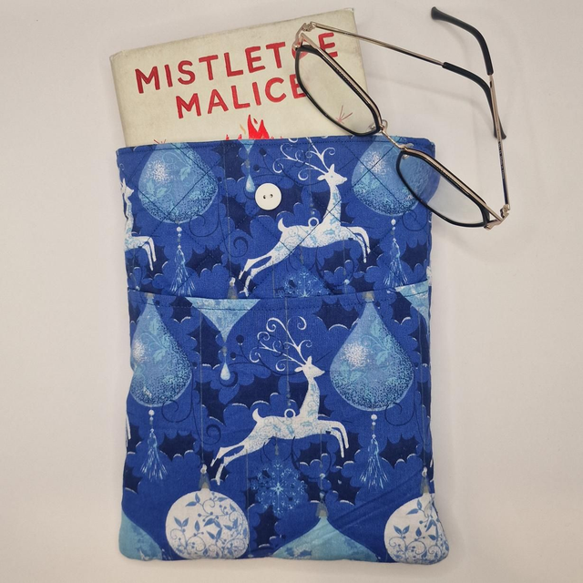 Upcycled Book Sleeve - Christmas - Blue