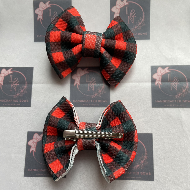 Red &amp; Black Chequered Bows