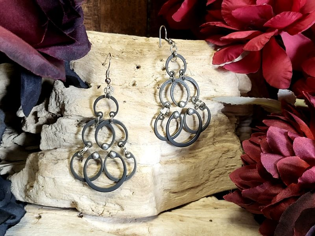 Boucles d'Oreilles Néo Circlips "Rosace d'Acier"