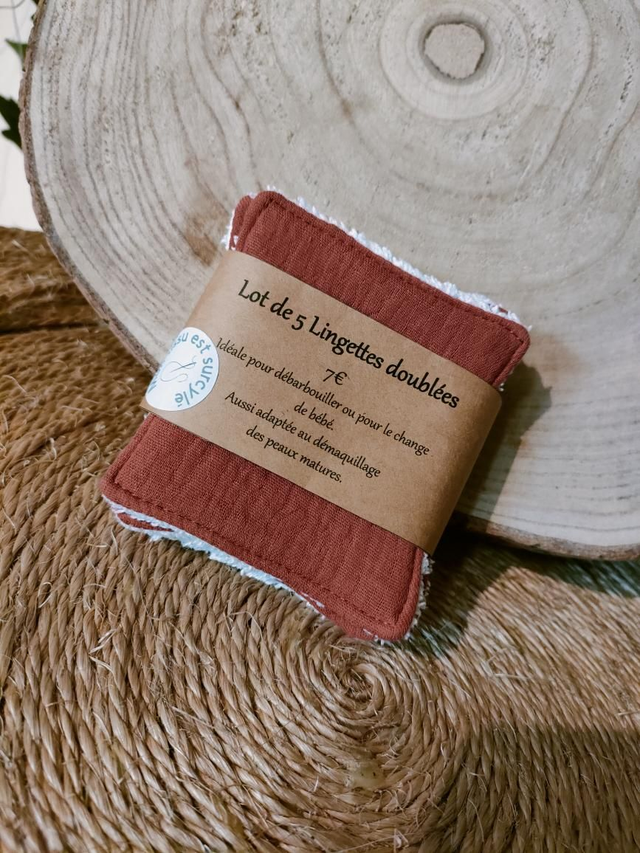 Lot de 5 lingettes uni brique