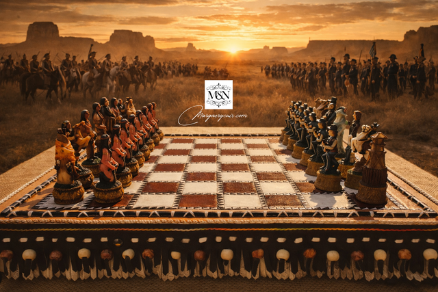 Jeu d'échecs en cuir Western