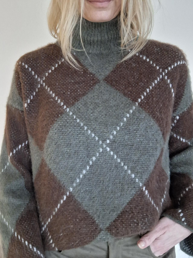 HACKBARTHS RAUTE GREEN ROLLKRAGENPULLOVER