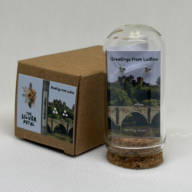 'Greetings from Ludlow' Three Stone Stud Earrings 