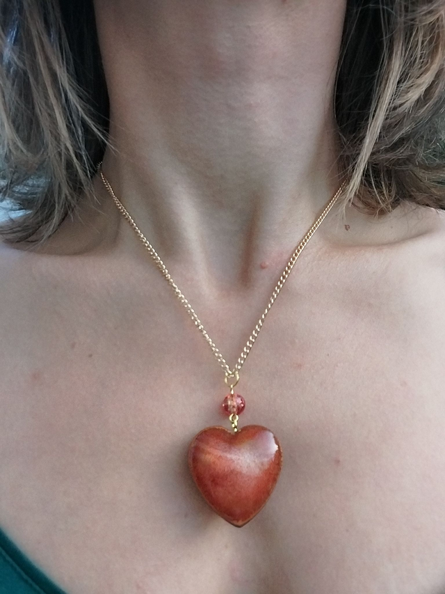 Collier cœur rouge orangé – Cœur de Mars