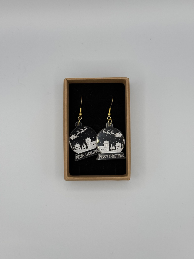 Boucles d’Oreilles « Boule de Neige de Noël »