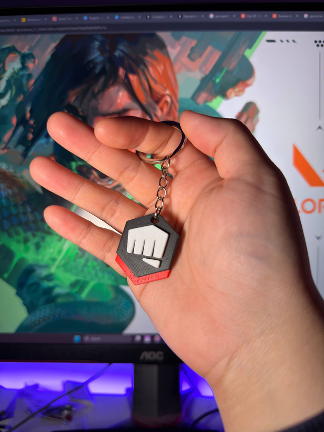 3D Printed Valorant-Inspired Riot Fist Gun Buddy Keychain | Gamer Keyring | FPS Gift | Desk &amp; Bag Charm