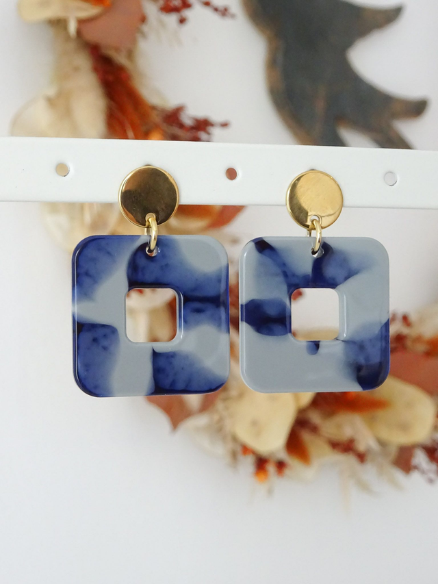 Carré : Vert sauge et bleu foncé