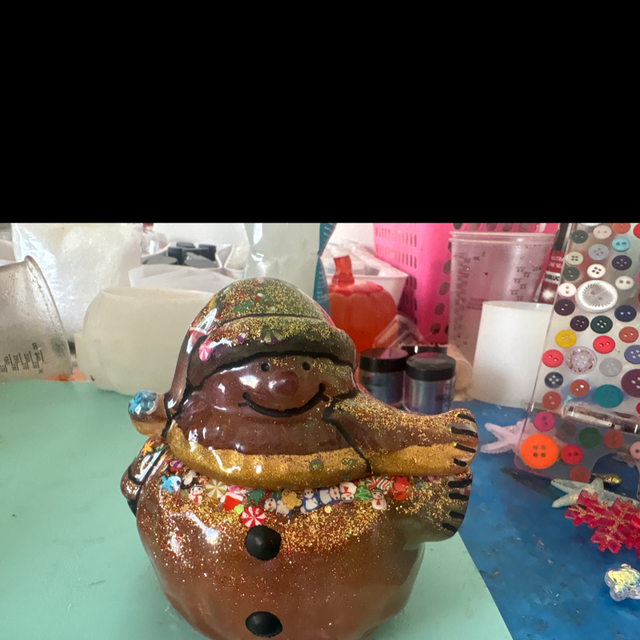 Snowman pot glittery