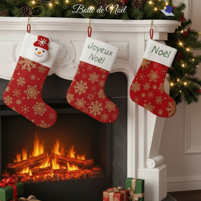 Botte de Noël Artisanale – Prénom Brodé sur Mesure – Tradition &amp; Magie