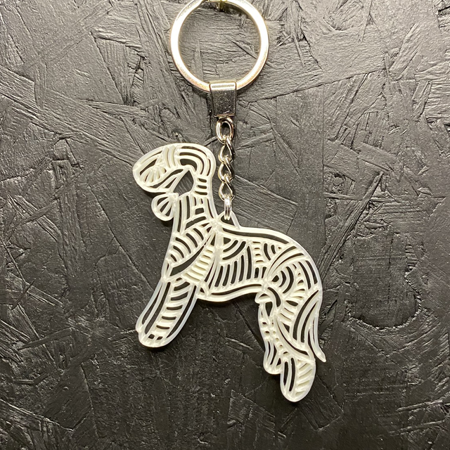3D - Keychain Bedlington White