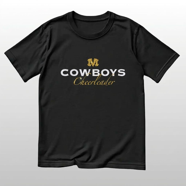 Schwarzes T-Shirt „COWBOYS Cheerleader“ Glitzerdruck 