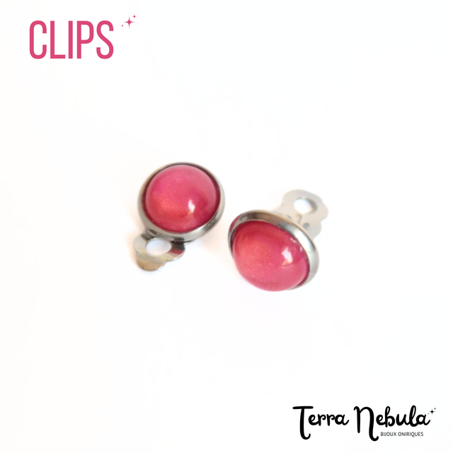 Boucles d'oreilles P'tits Clips Rose foncé | BO032