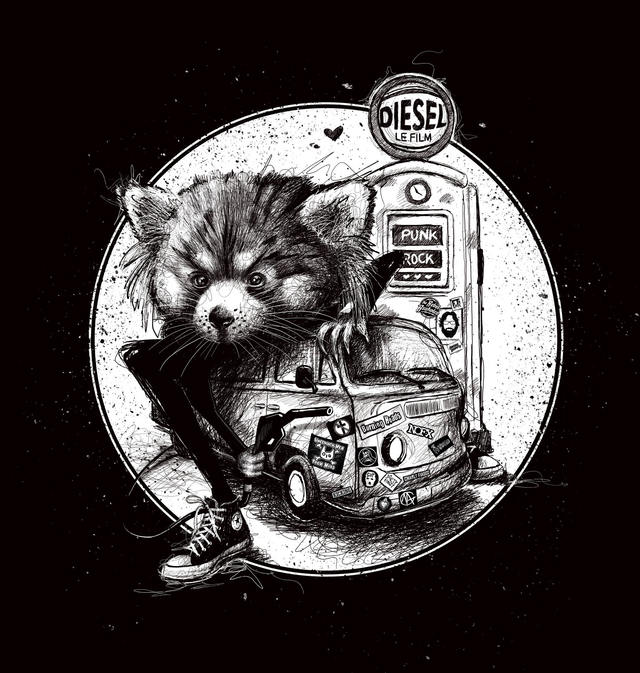 🖤 Le panda roux du rock pour Diesel Le Film 