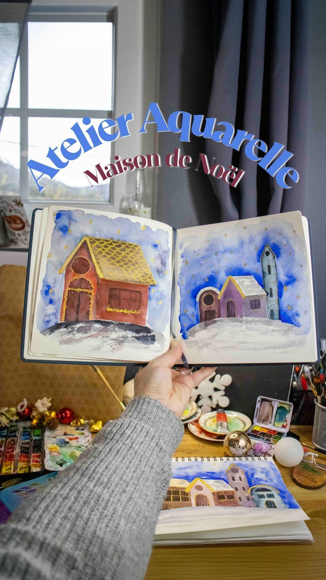 Atelier Aquarelle Maisons de Noël 