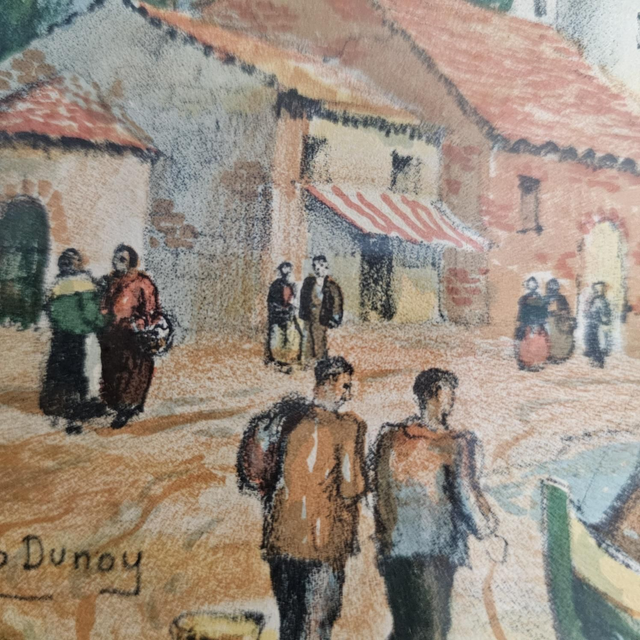 Ancienne chromolithographie signée Geo Dunoy