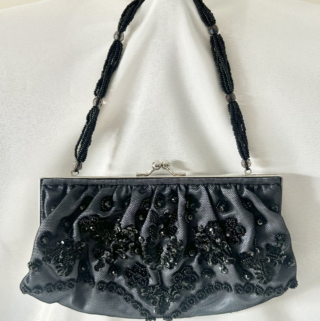 Vintage La Regale Vintage Beaded and Sequined Black Evening Bag