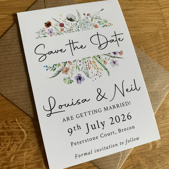 Wildflower design - save the date cards
