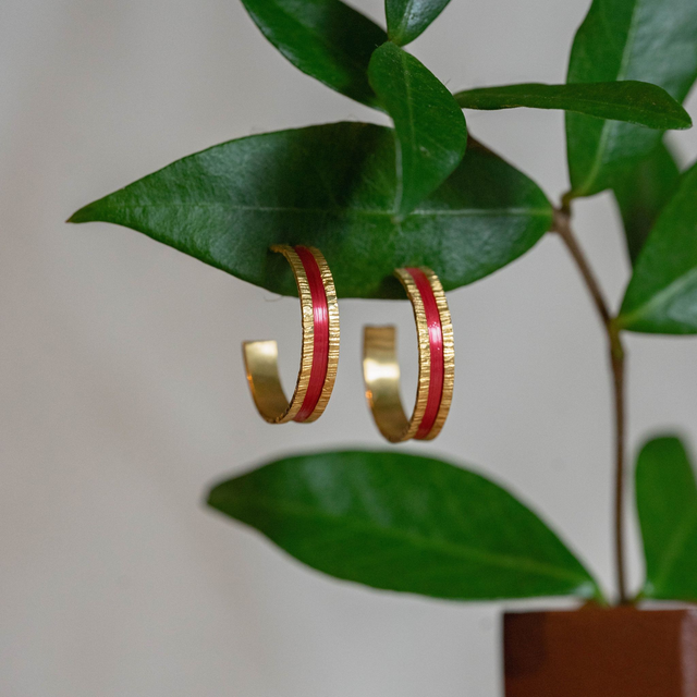 Boucles d'oreilles Telluris - Doré, rouge
